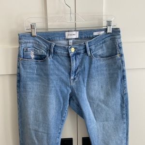 Frame Le Garçon lightly distressed cropped boyfriend jean.